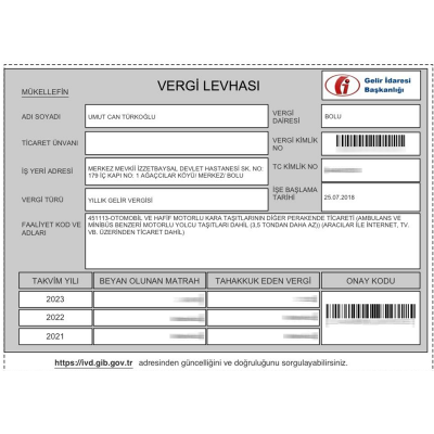 T.C Vergi Levhası